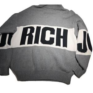 Joyrich Logo Grey Black Spellout Mock Turtleneck Sweater Preppy Punk Grunge LARG